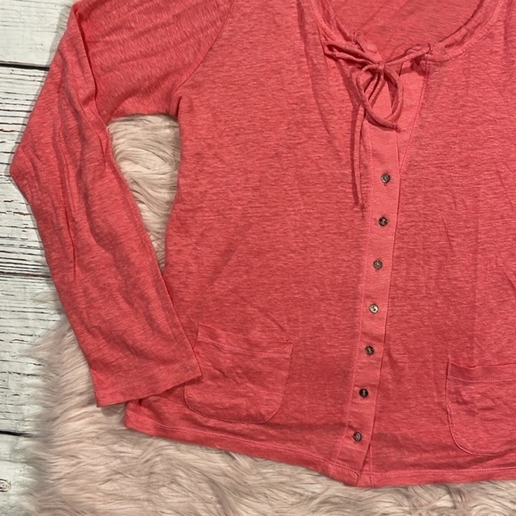 Majestic Filatures Linen Pink Tie Lightweight Snap Cardigan - Picture 3 of 8